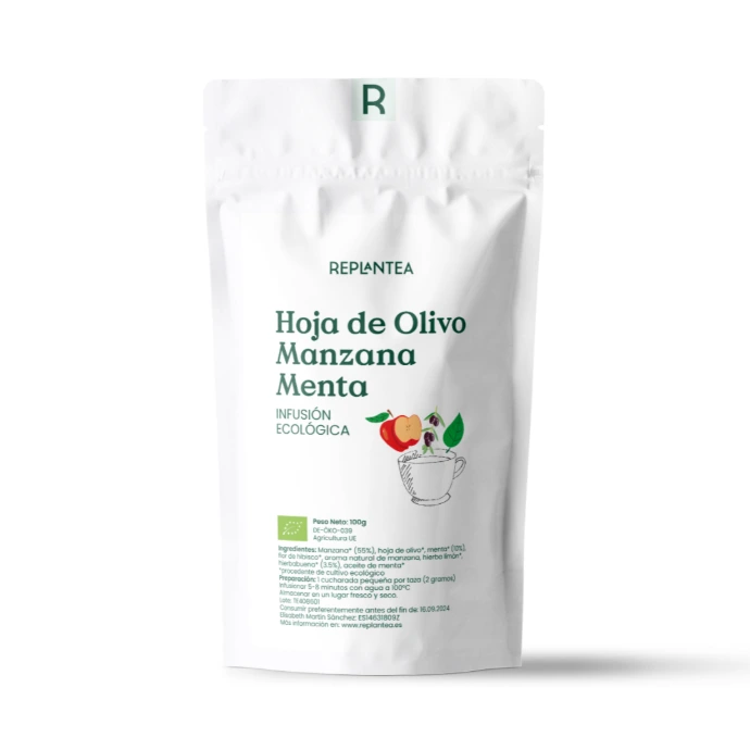 Infusión de Hoja de Olivo, Manzana y Menta ecológica REPLANTEA