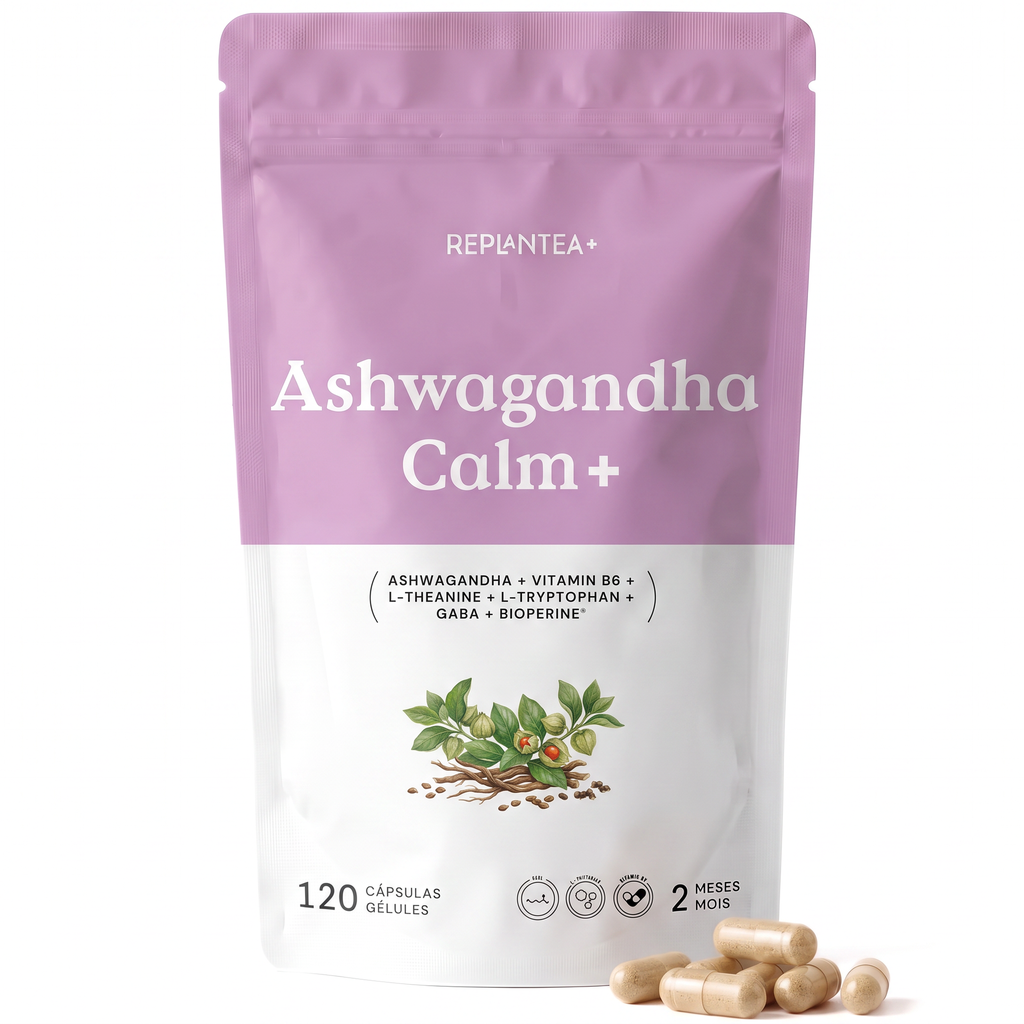 [ASHCALM120] Ashwagandha Calm+ · Ashwagandha 25:1, L-Teanina, L-Triptófano, GABA, Vitamina B6 y BioPerine® · 120 cápsulas